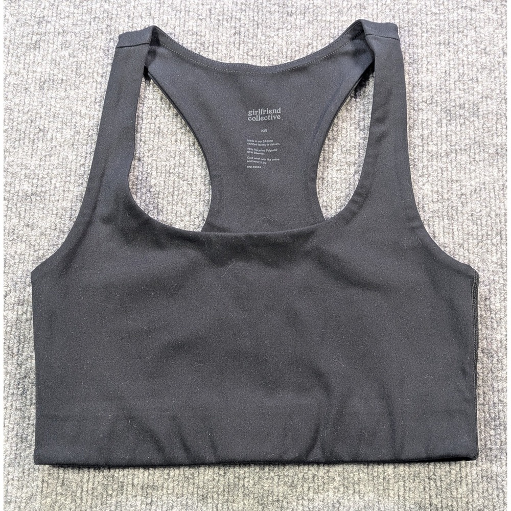 Girlfriend Collective Paloma Sports Bra Women's size XS Black Racerback